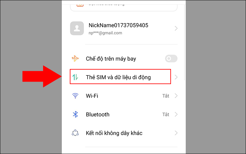 V&agrave;o c&agrave;i đặt thẻ SIM